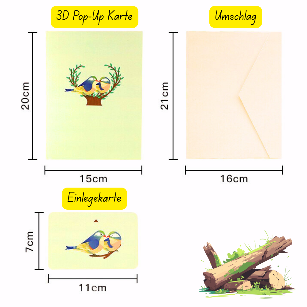 3D Pop-Up Karte Vögel