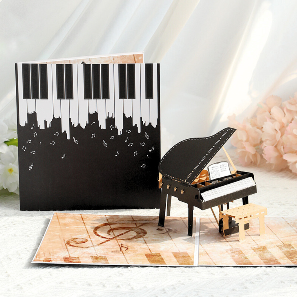 3D Pop-Up Karte Klavier Piano