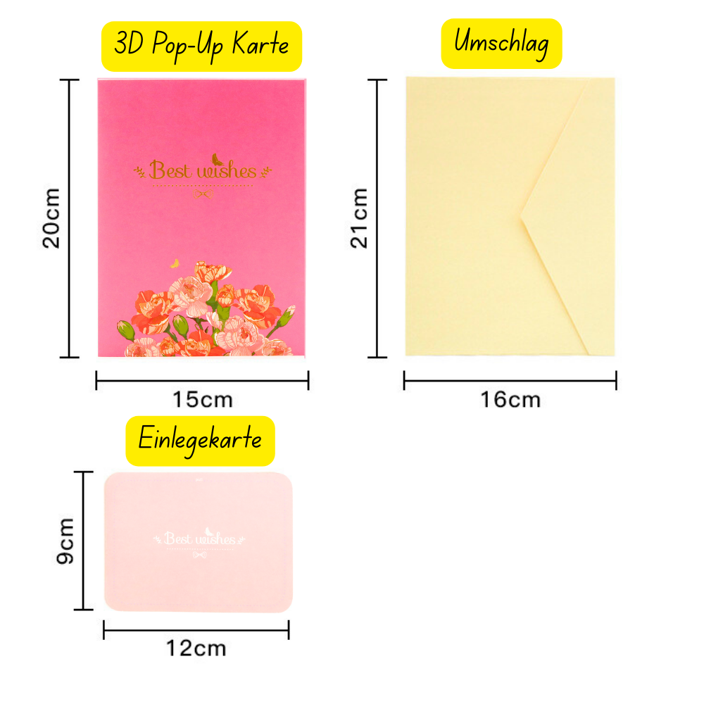 3D Pop-Up Karte Blumenstrauß Nelken