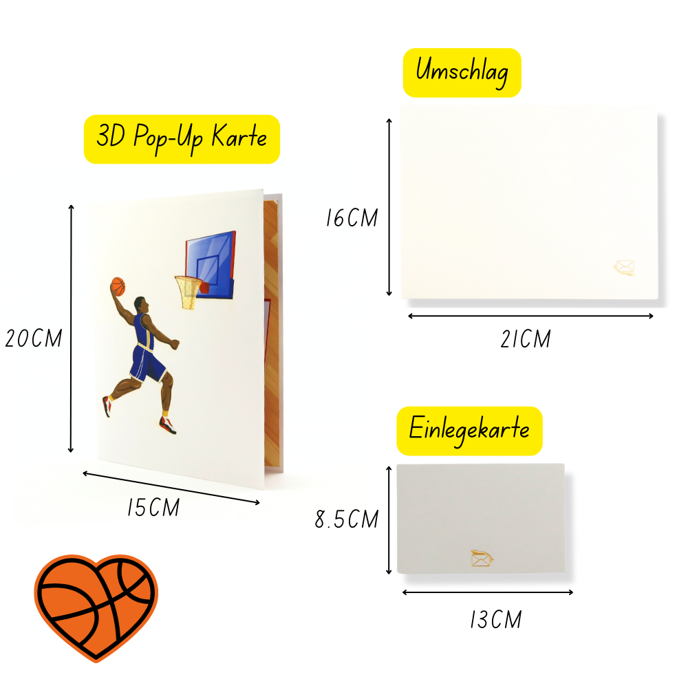 3D Pop-Up Karte Basketball Dunk