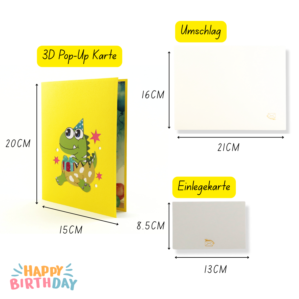 3D Pop-Up Geburtstagskarte Dinosaurier