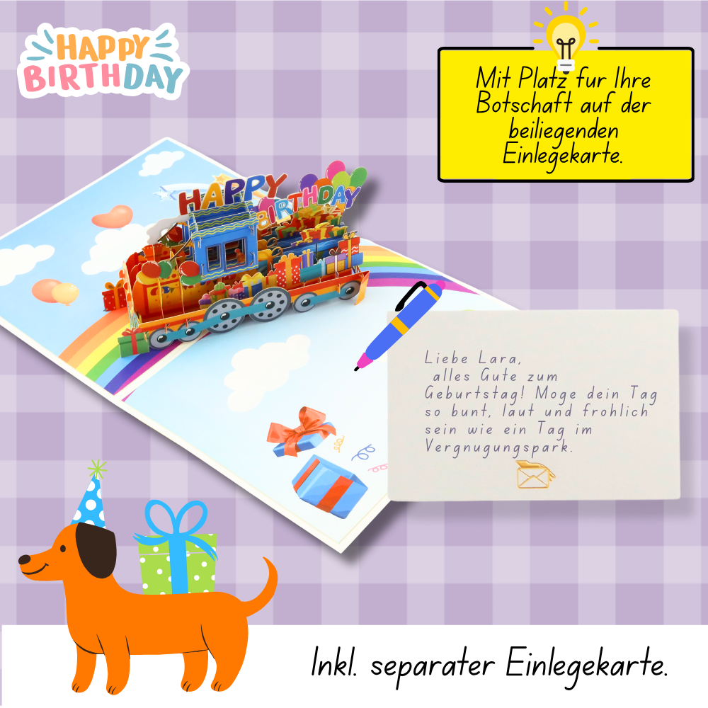 Pop-Up Karte Geburtstagszug