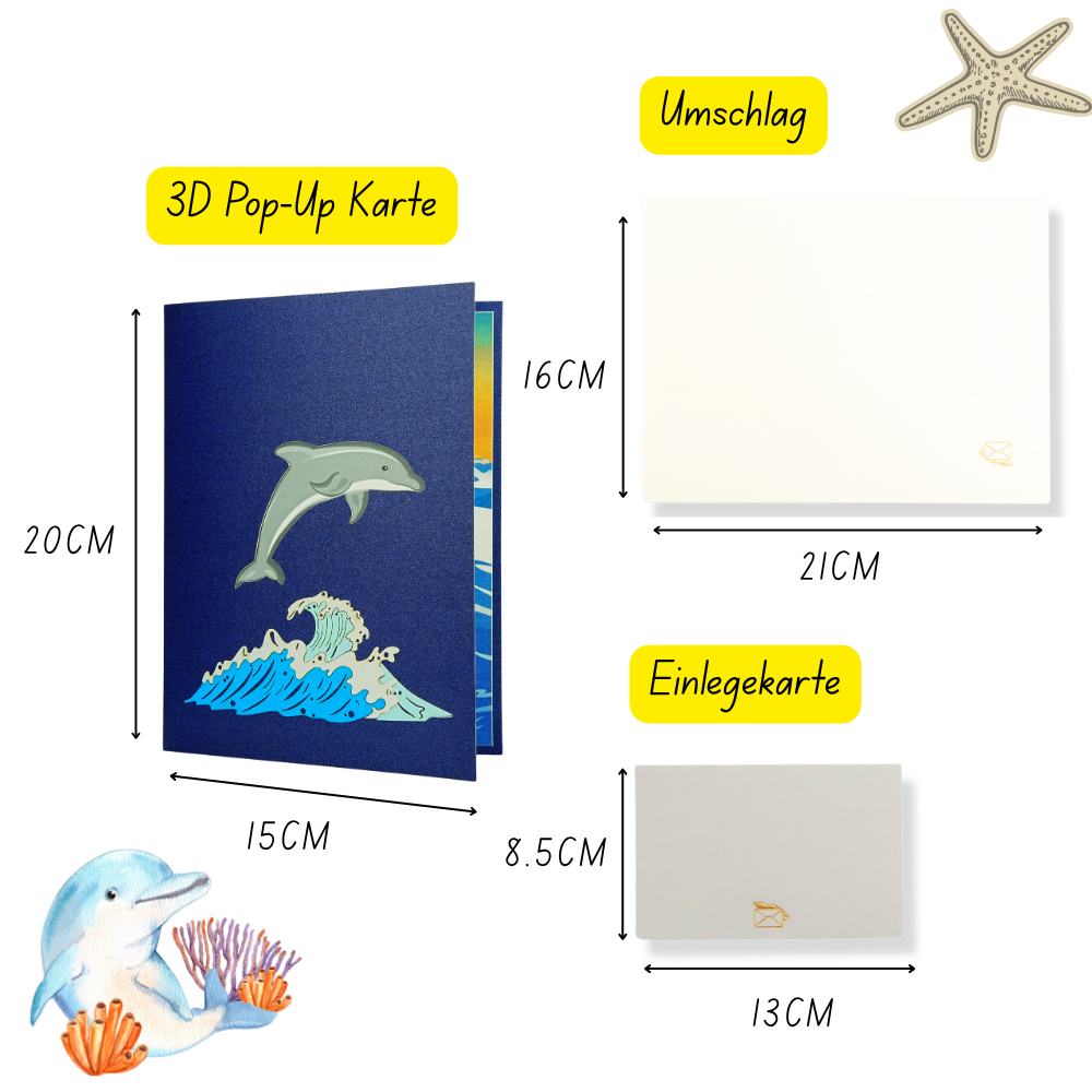 3D Pop-Up Karte Delfin