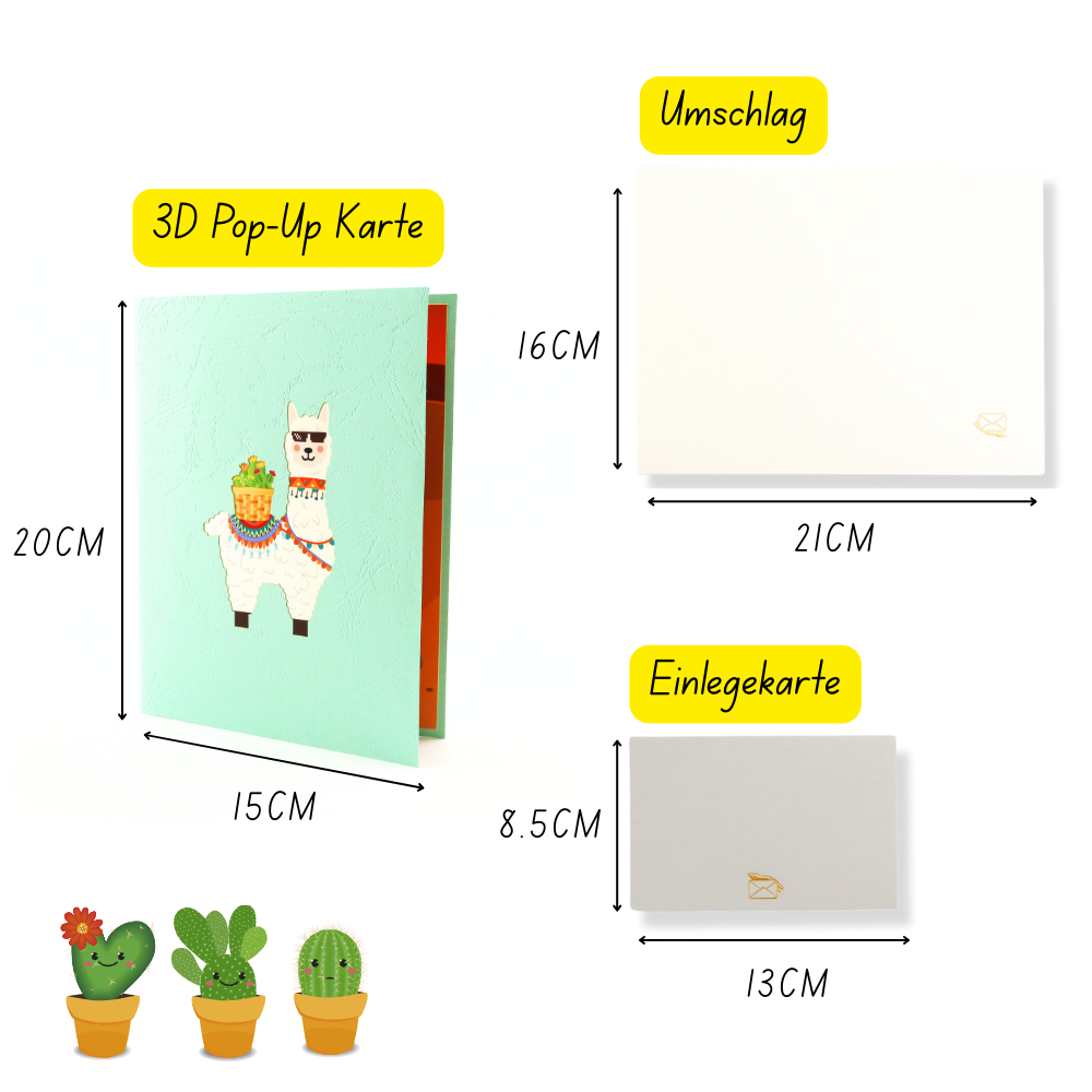 3D Pop-Up Karte Alpaka Party