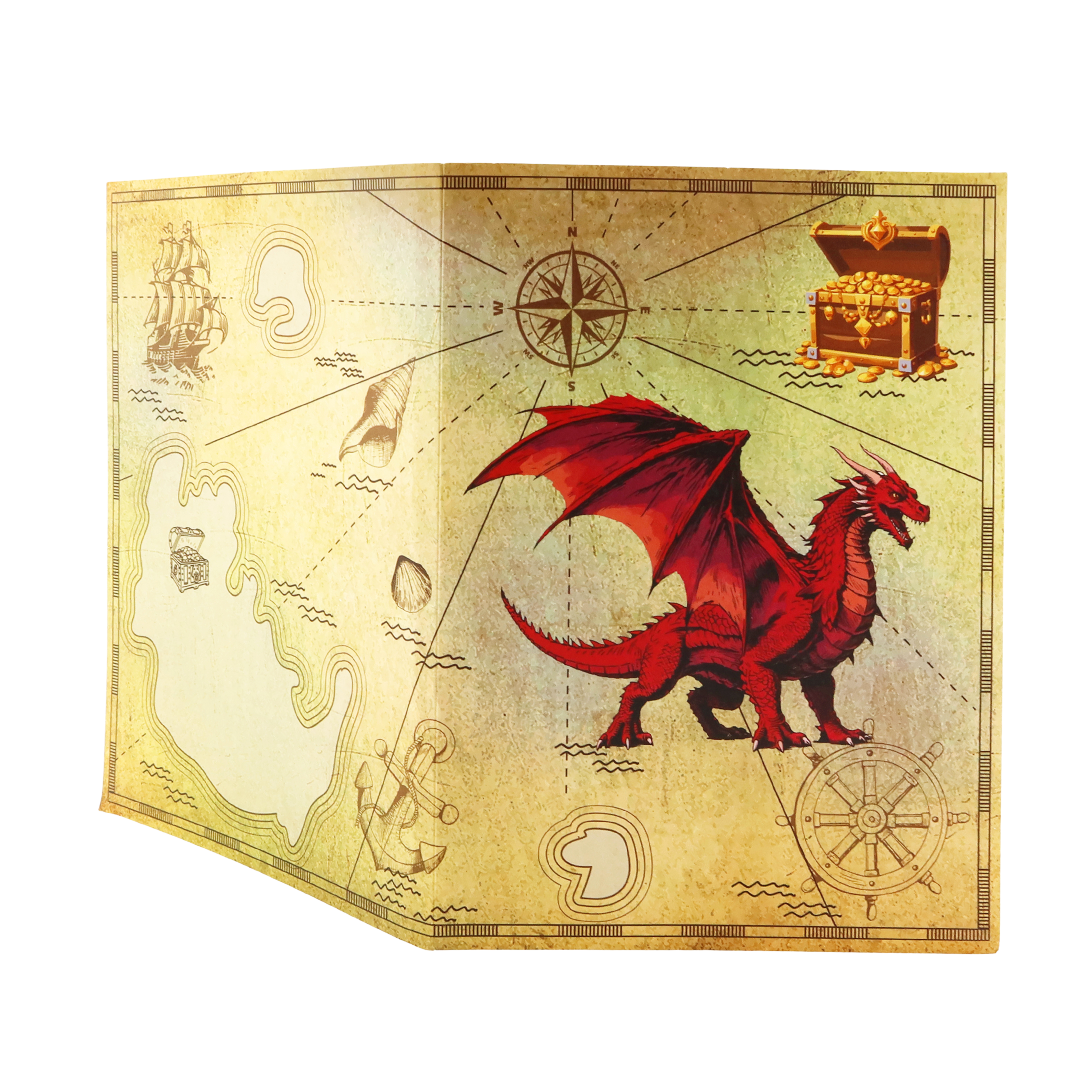 3D Pop-Up Karte Drache mit Schatztruhe