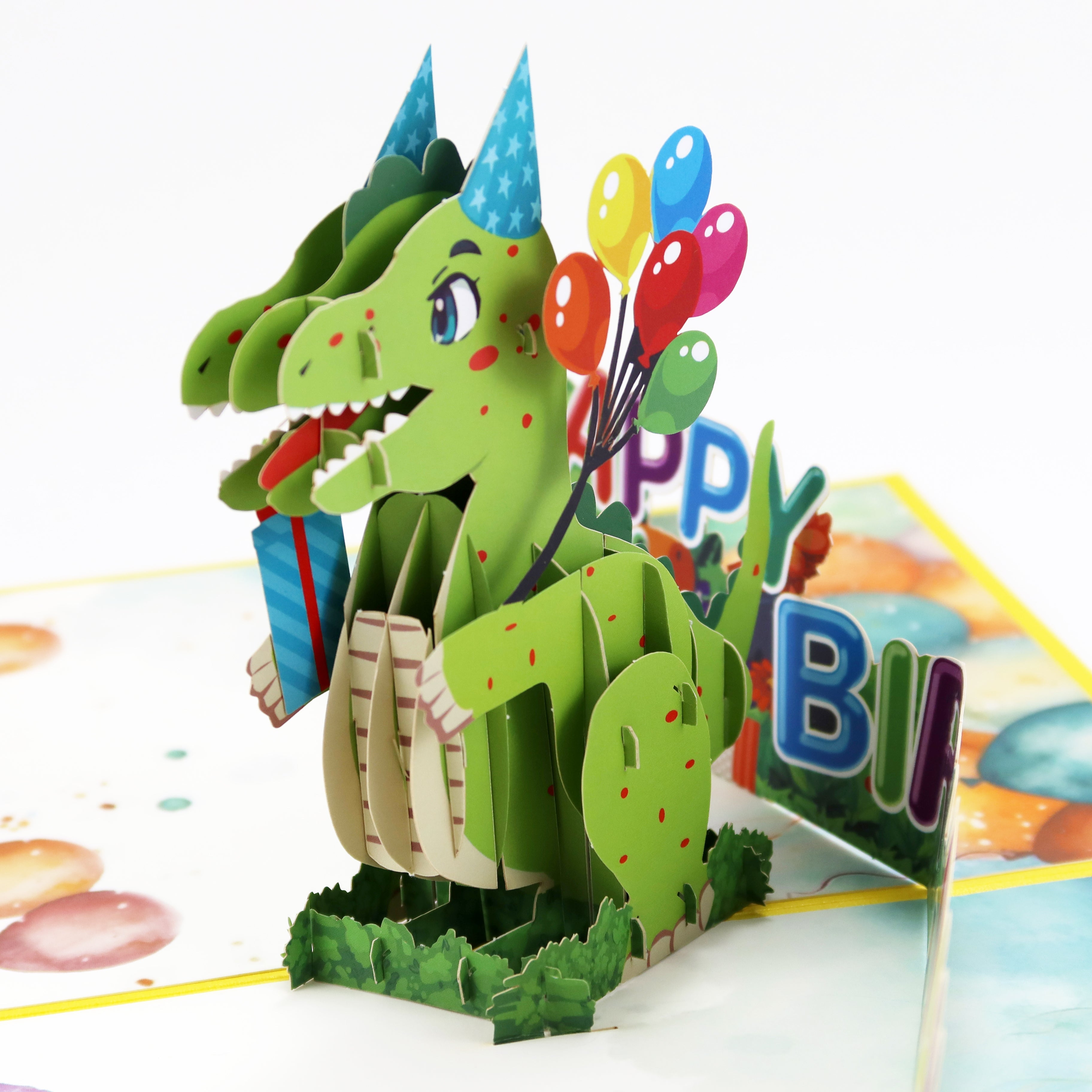 3D Pop - Up Geburtstagskarte Dinosaurier - DORAFIORA