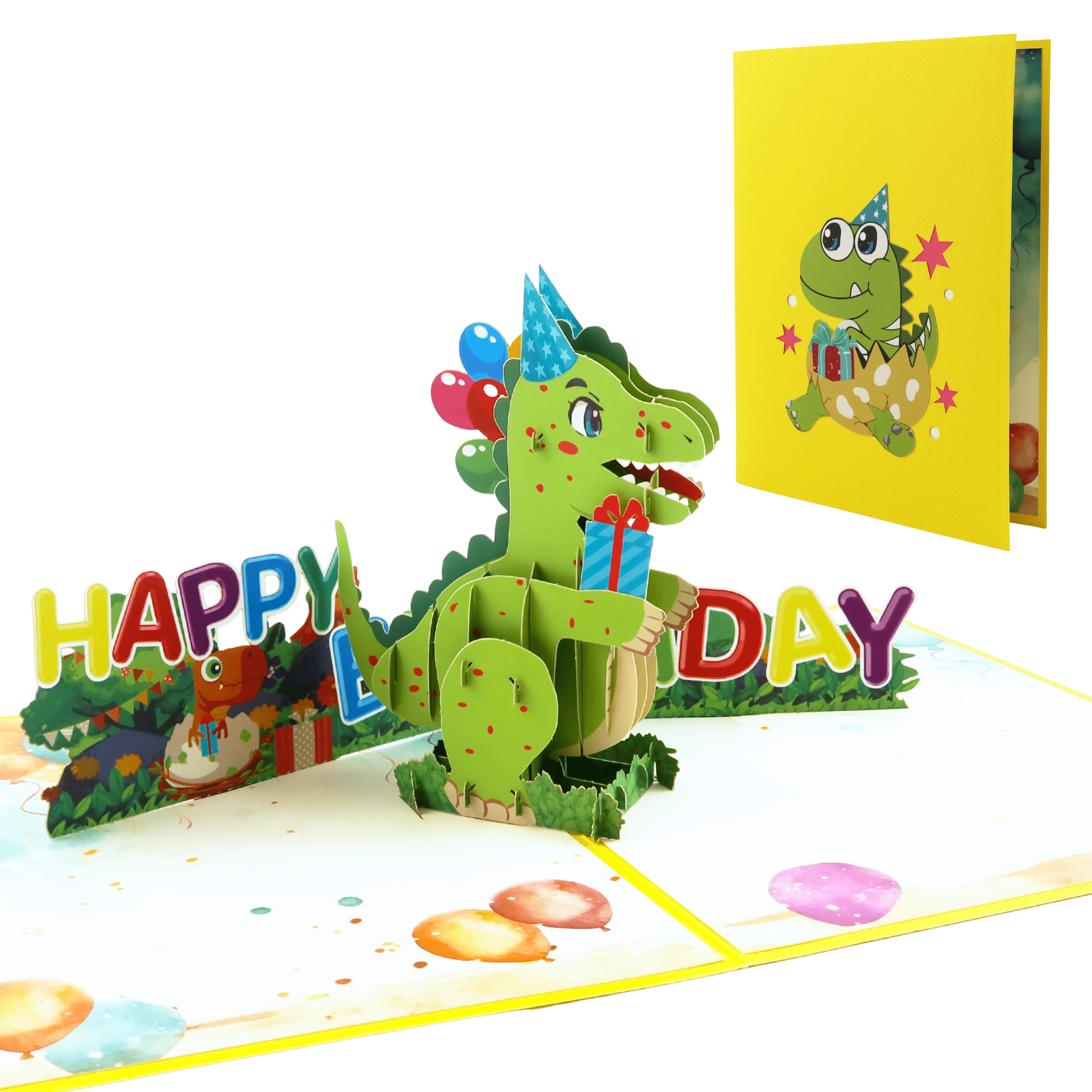 3D Pop - Up Geburtstagskarte Dinosaurier - DORAFIORA