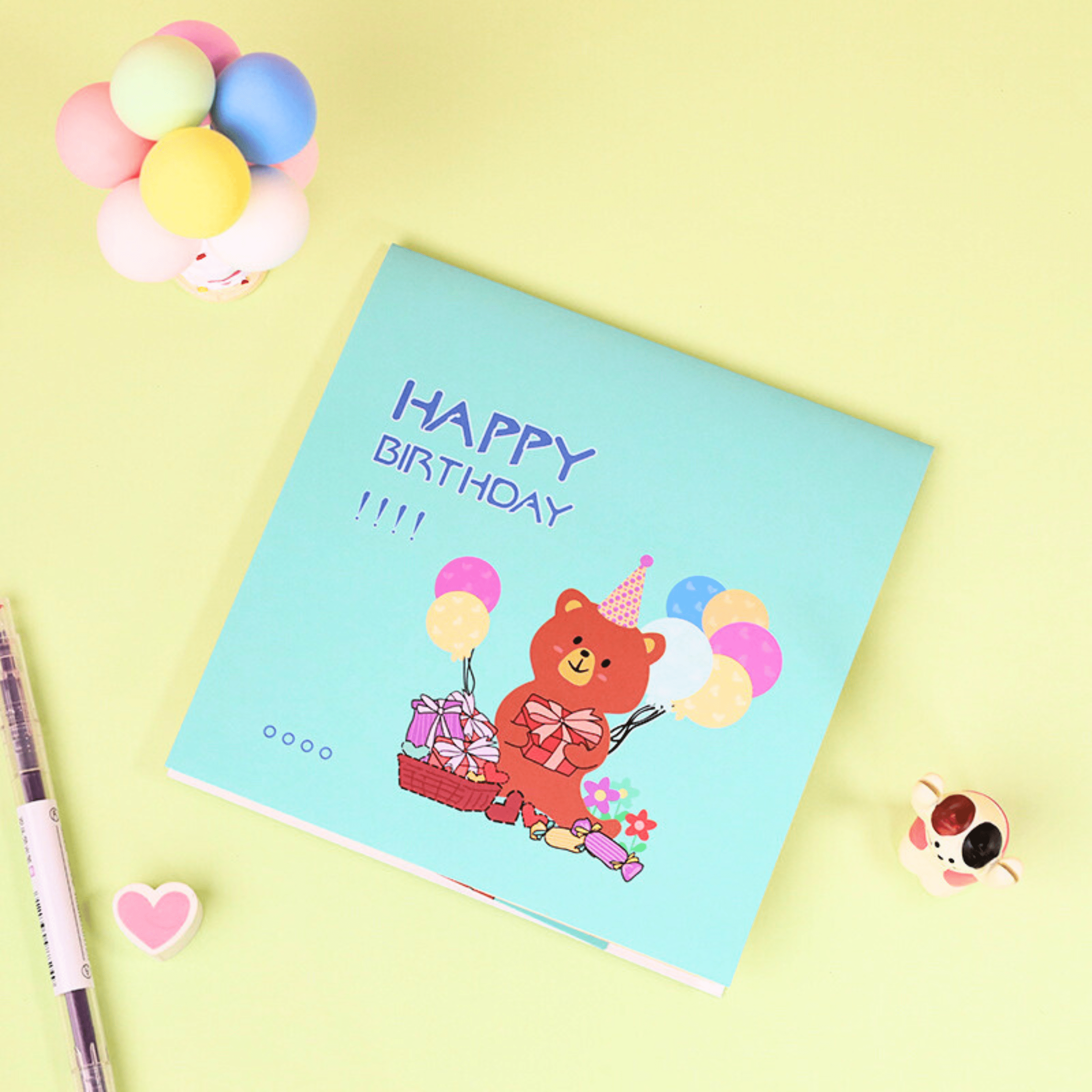 3D Pop - Up Geburtstagskarte Teddybär - DORAFIORA