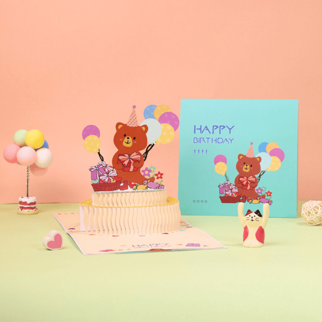 3D Pop - Up Geburtstagskarte Teddybär - DORAFIORA