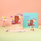 3D Pop - Up Geburtstagskarte Teddybär - DORAFIORA
