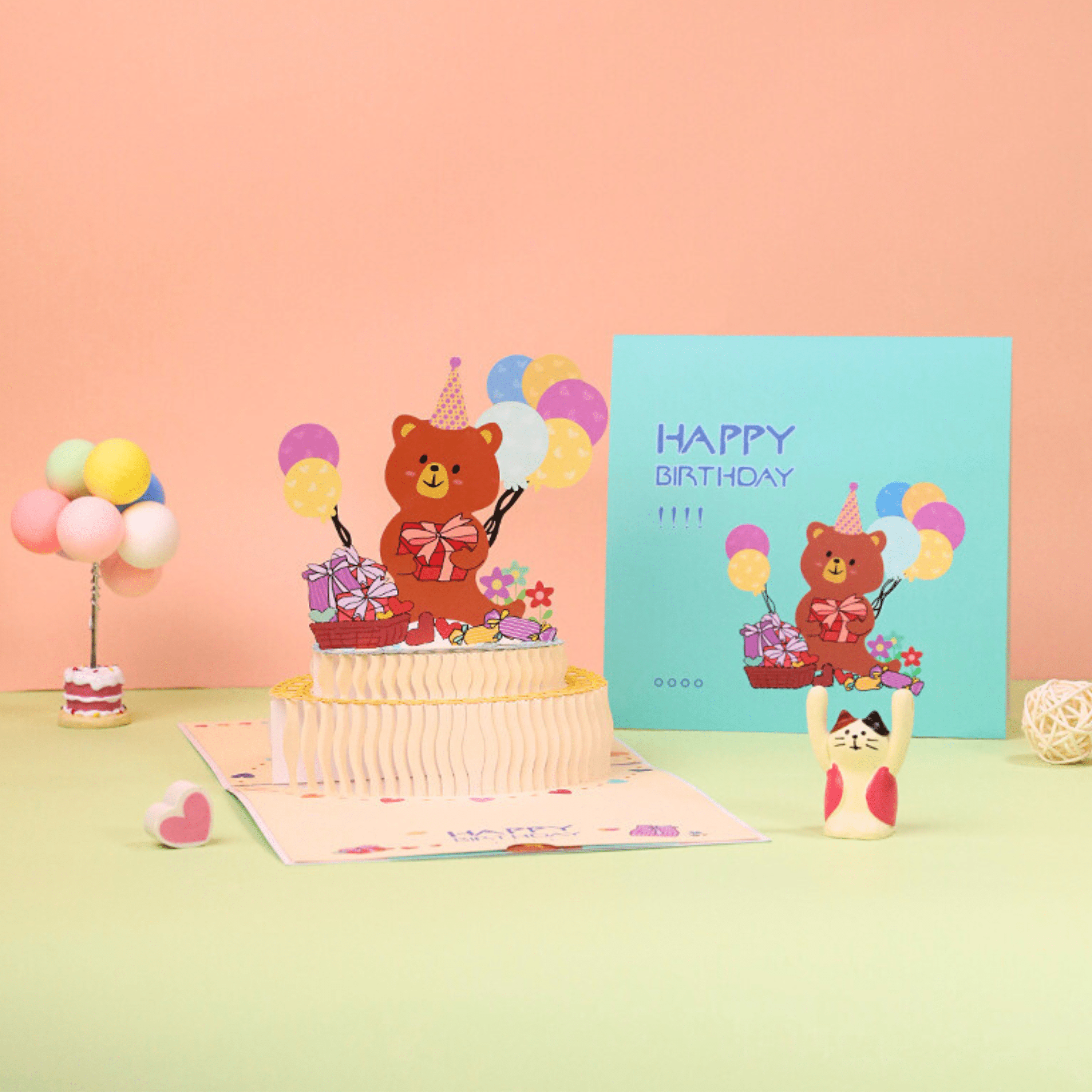 3D Pop - Up Geburtstagskarte Teddybär - DORAFIORA