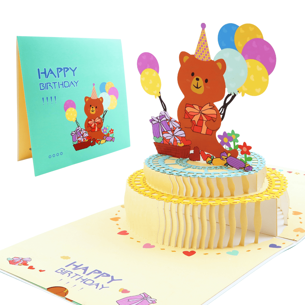 3D Pop - Up Geburtstagskarte Teddybär - DORAFIORA