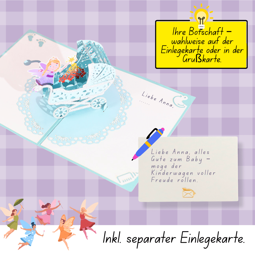 3D Pop - Up Karte Baby (Baby Blue) - DORAFIORA