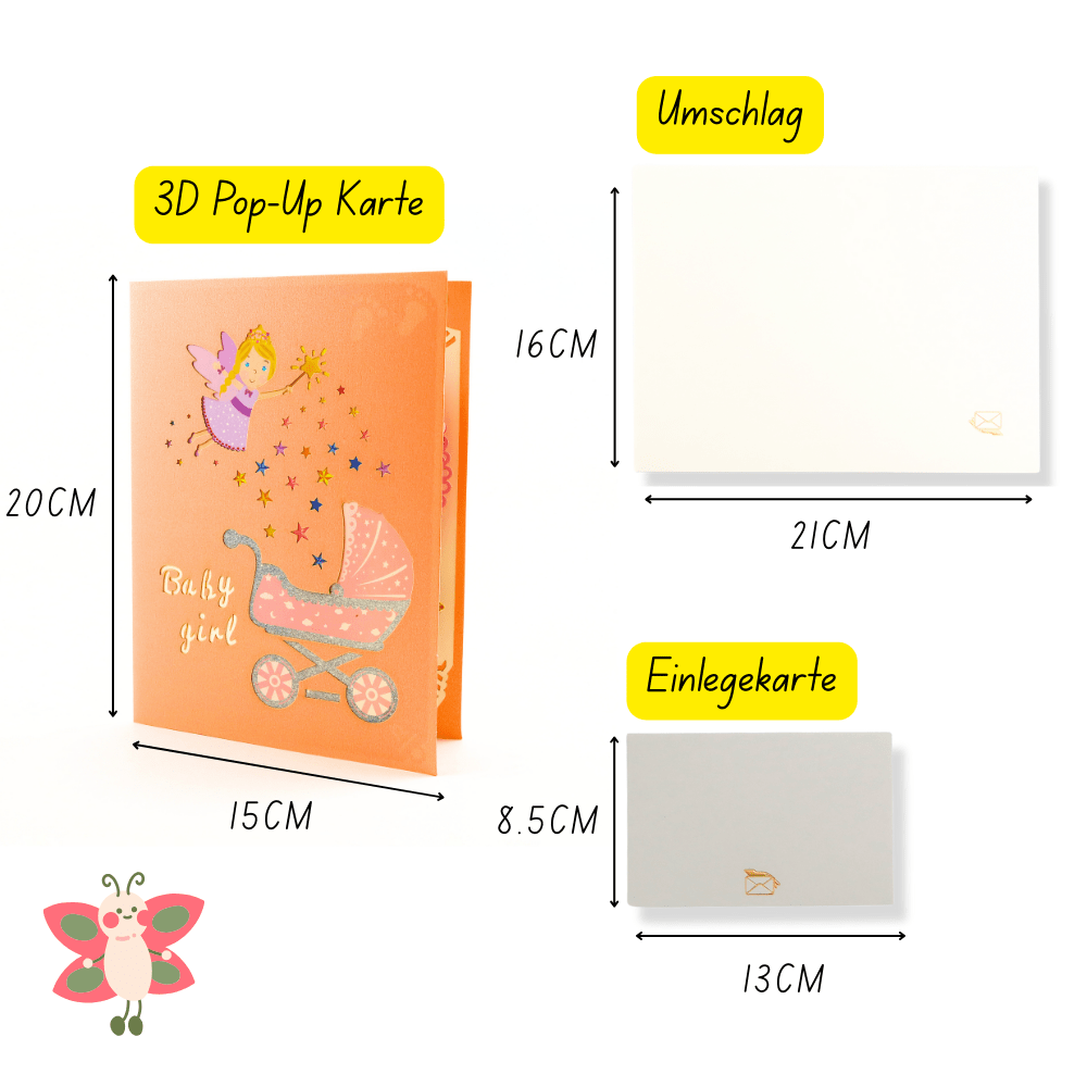 3D Pop - Up Karte Baby (Baby Pink) - DORAFIORA