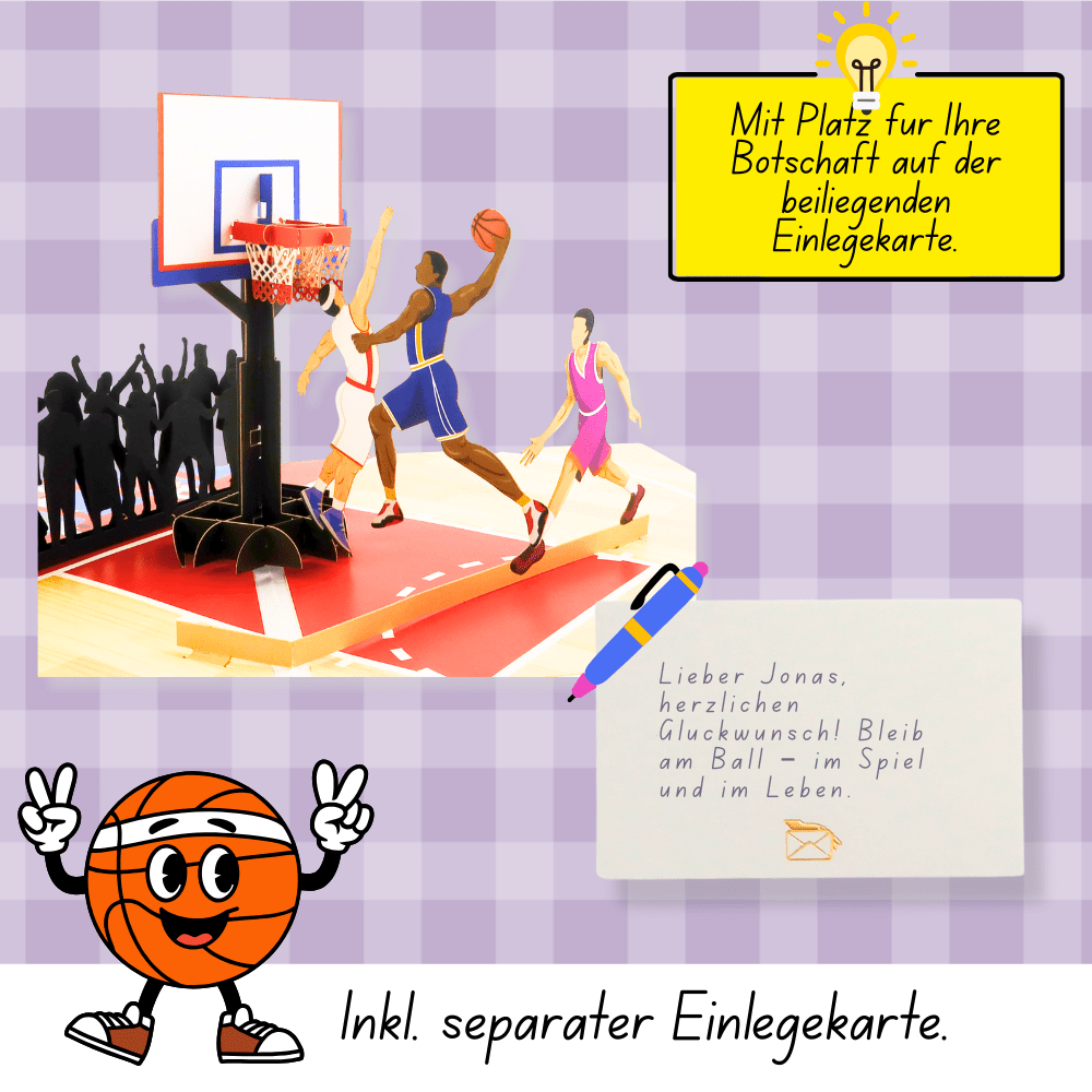 3D Pop - Up Karte Basketball Dunk - DORAFIORA