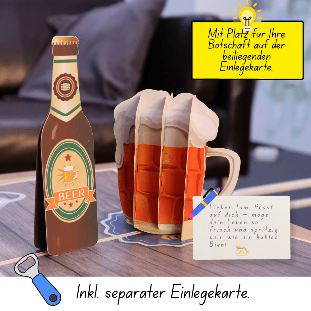 3D Pop - Up Karte Bier - DORAFIORA