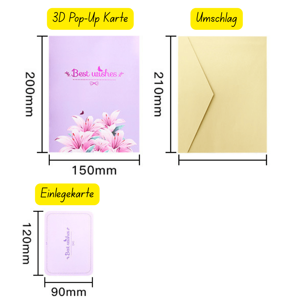 3D Pop - Up Karte Blumenstrauß Lilien - DORAFIORA