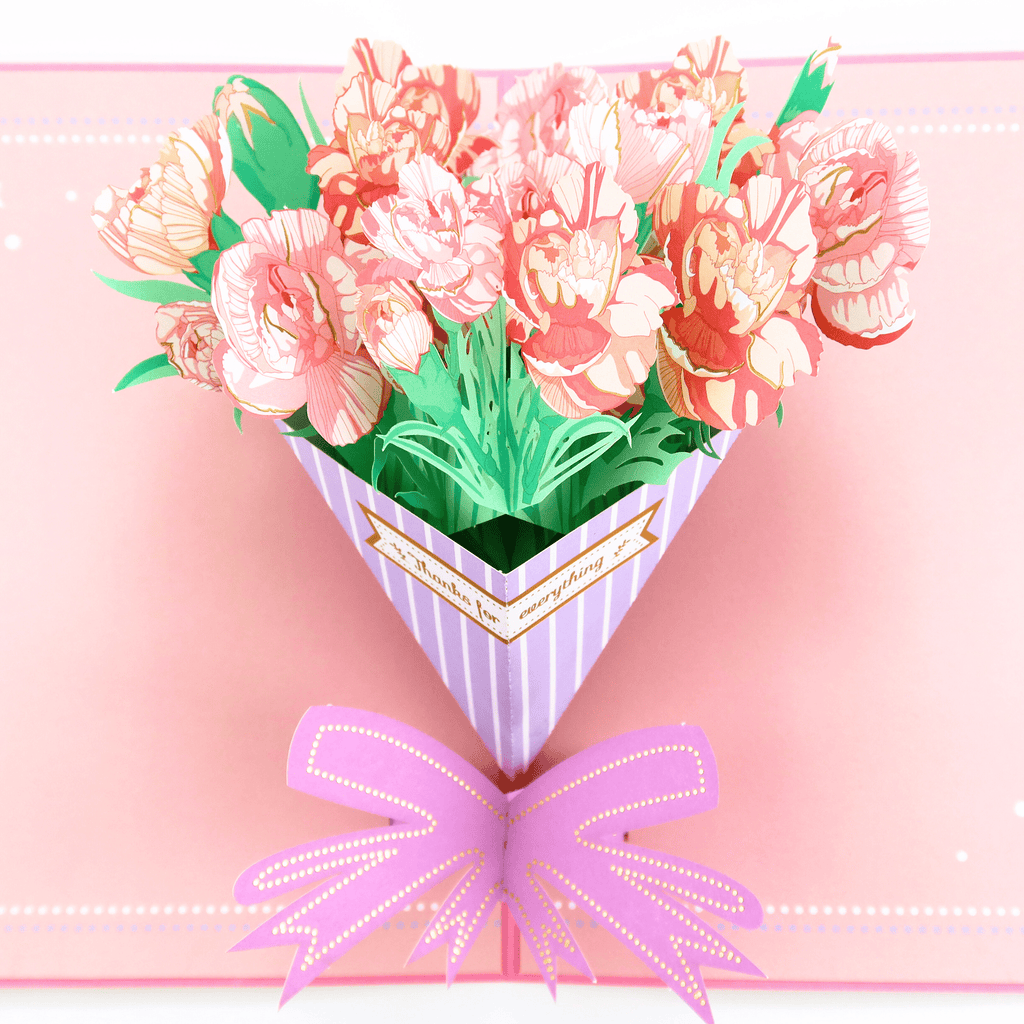 3D Pop - Up Karte Blumenstrauß Nelken - DORAFIORA