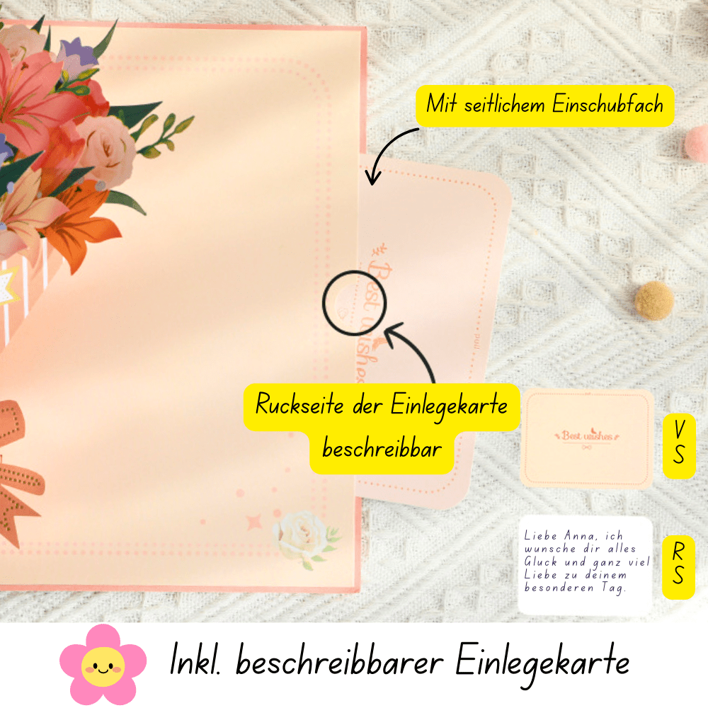 3D Pop - Up Karte Blumenstrauß Sonnenblumen - DORAFIORA