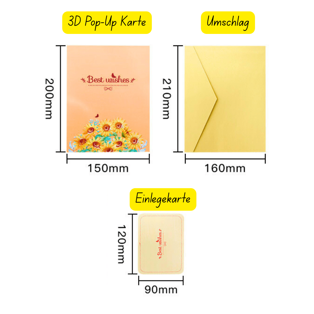 3D Pop - Up Karte Blumenstrauß Sonnenblumen - DORAFIORA
