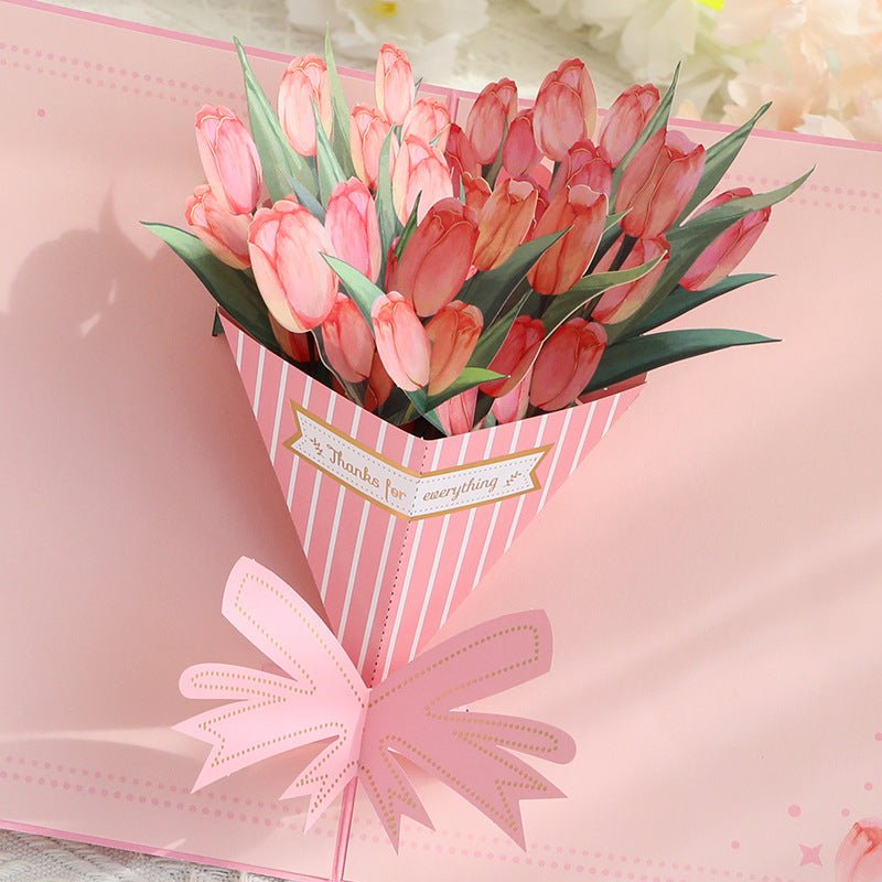 3D Pop - Up Karte Blumenstrauß Tulpen - DORAFIORA