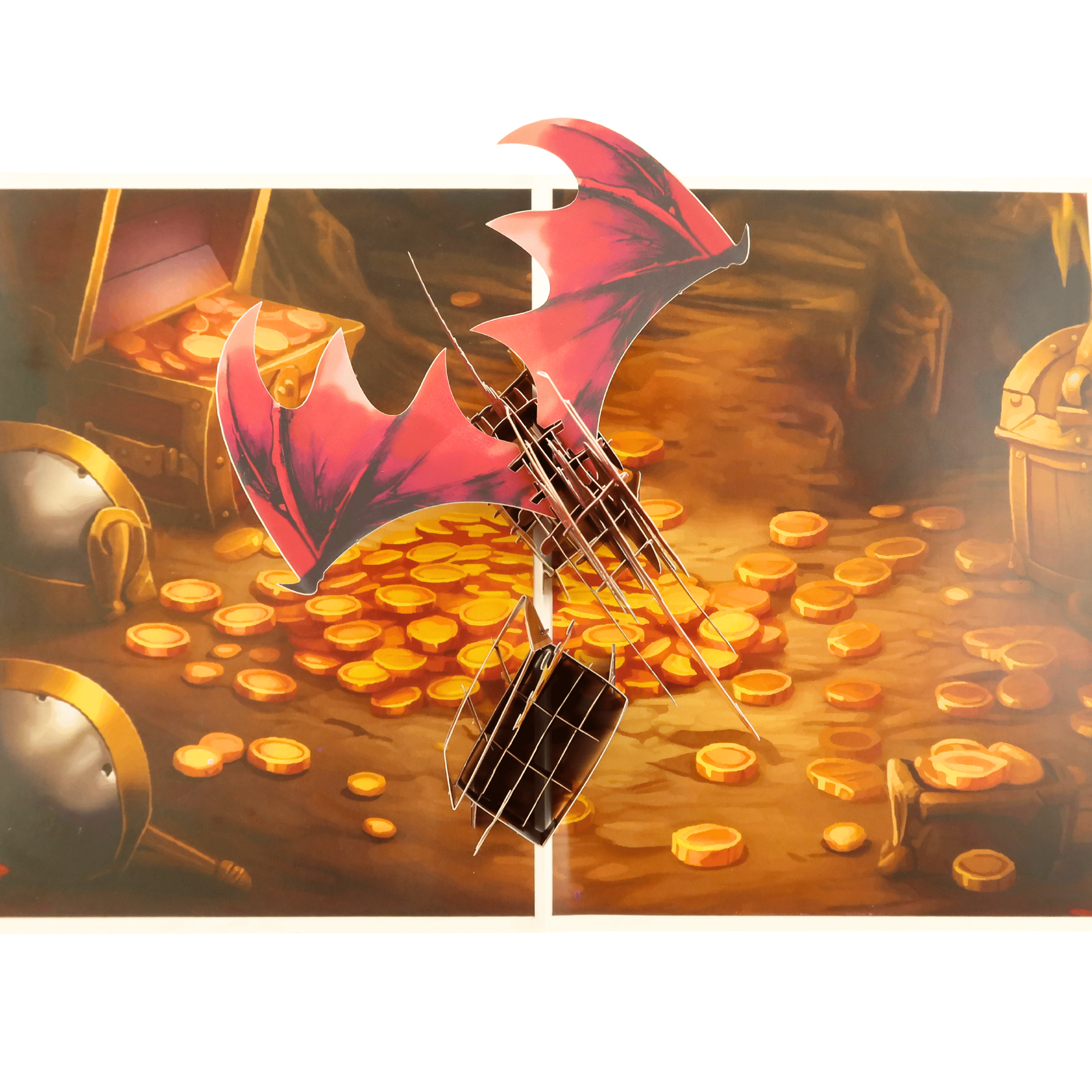 3D Pop - Up Karte Drache mit Schatztruhe - DORAFIORA