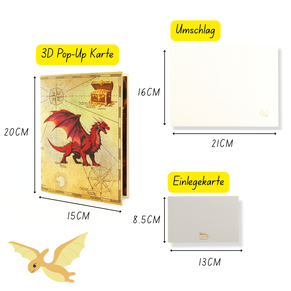 3D Pop - Up Karte Drache mit Schatztruhe - DORAFIORA