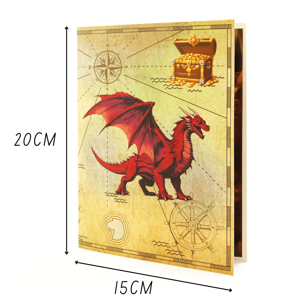 3D Pop - Up Karte Drache mit Schatztruhe - DORAFIORA