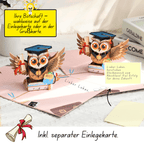 3D Pop - Up Karte Eule Abschlusskarte - DORAFIORA