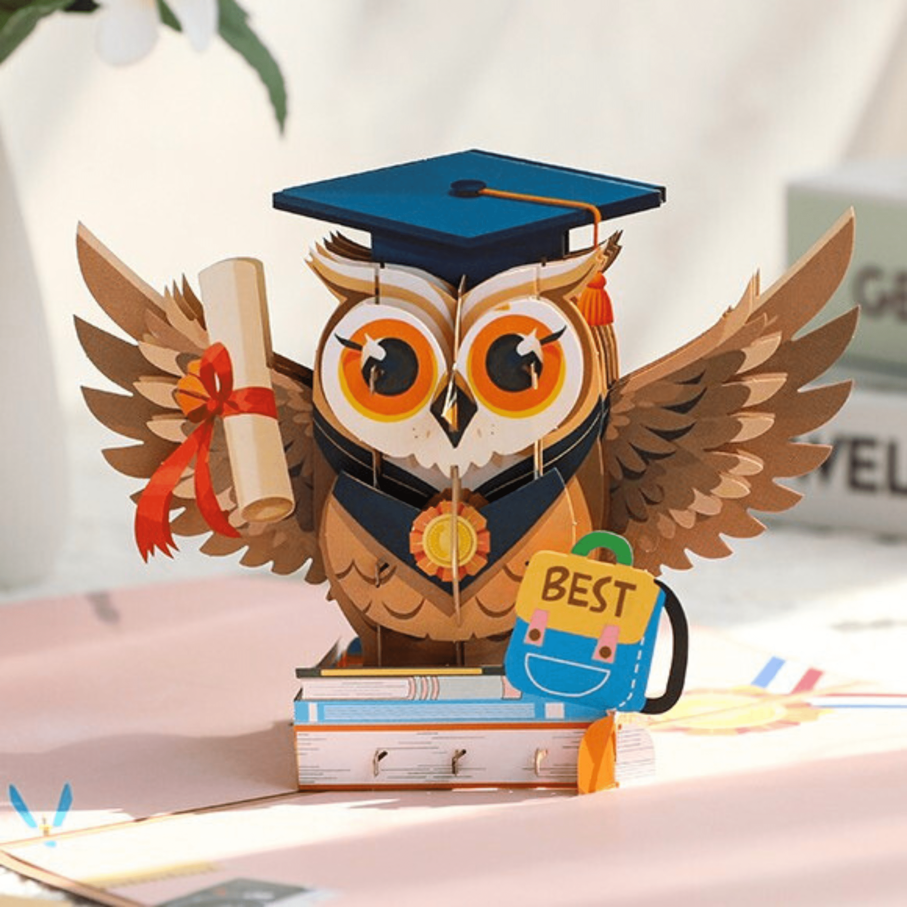 3D Pop - Up Karte Eule Abschlusskarte - DORAFIORA