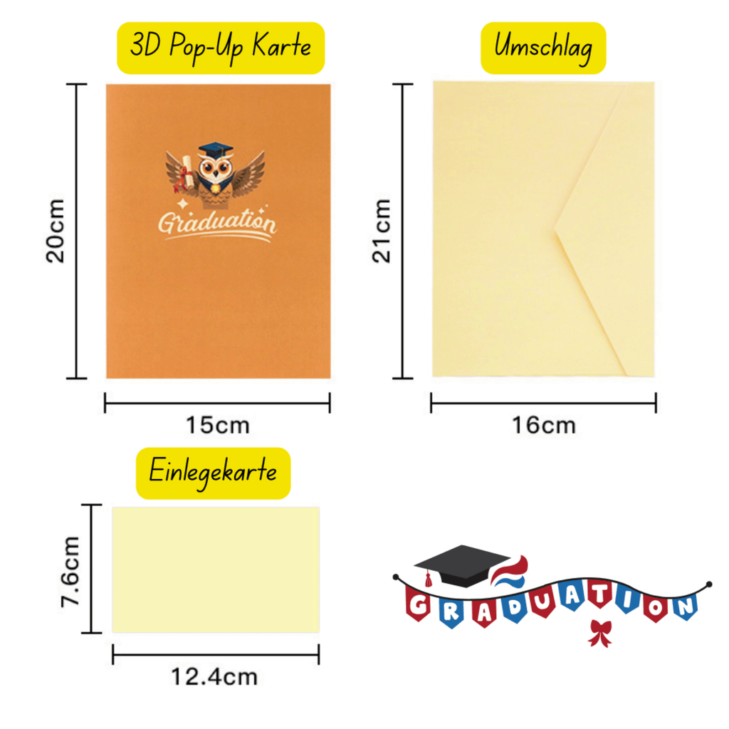 3D Pop - Up Karte Eule Abschlusskarte - DORAFIORA