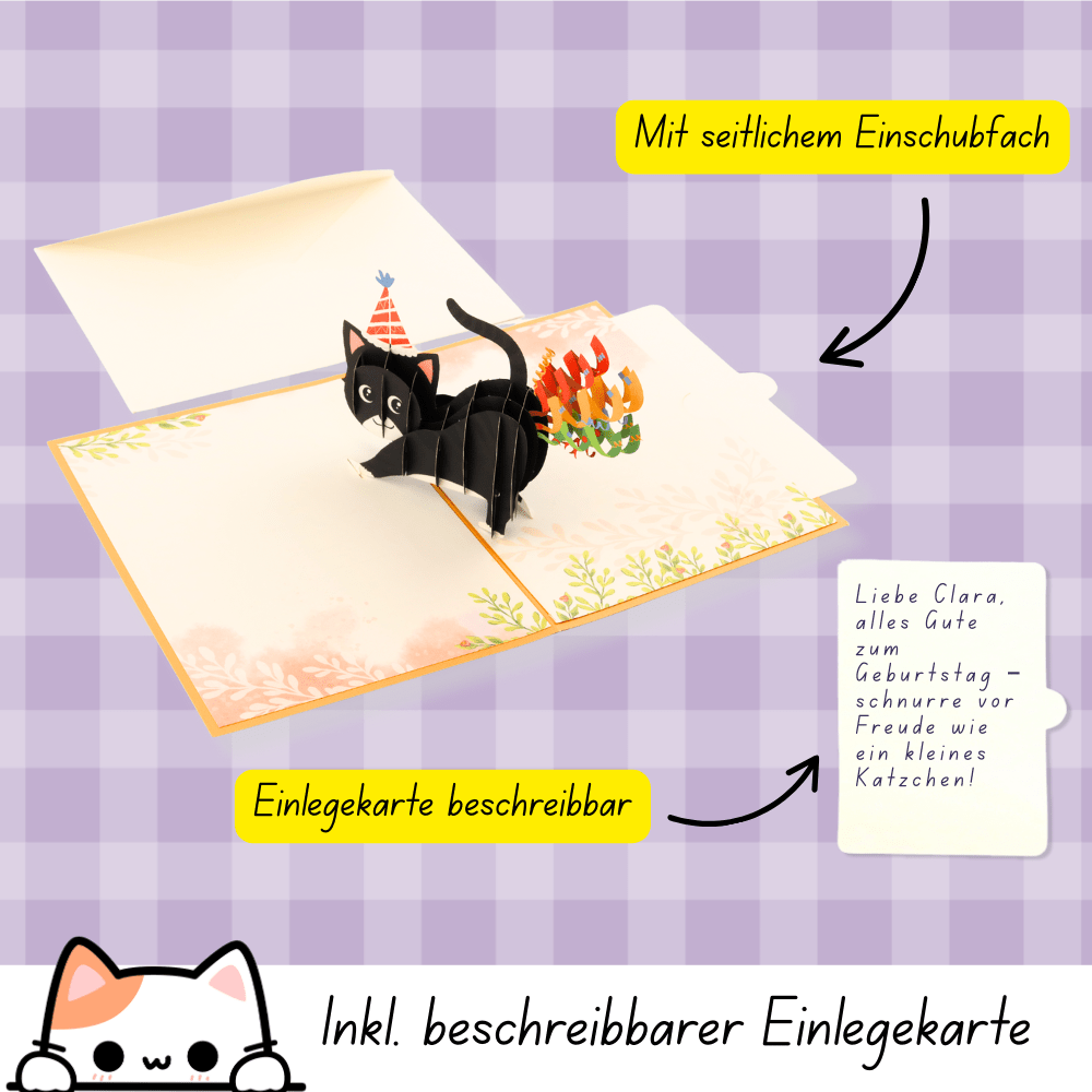 3D Pop - Up Karte Geburtstagskarte Katze - DORAFIORA