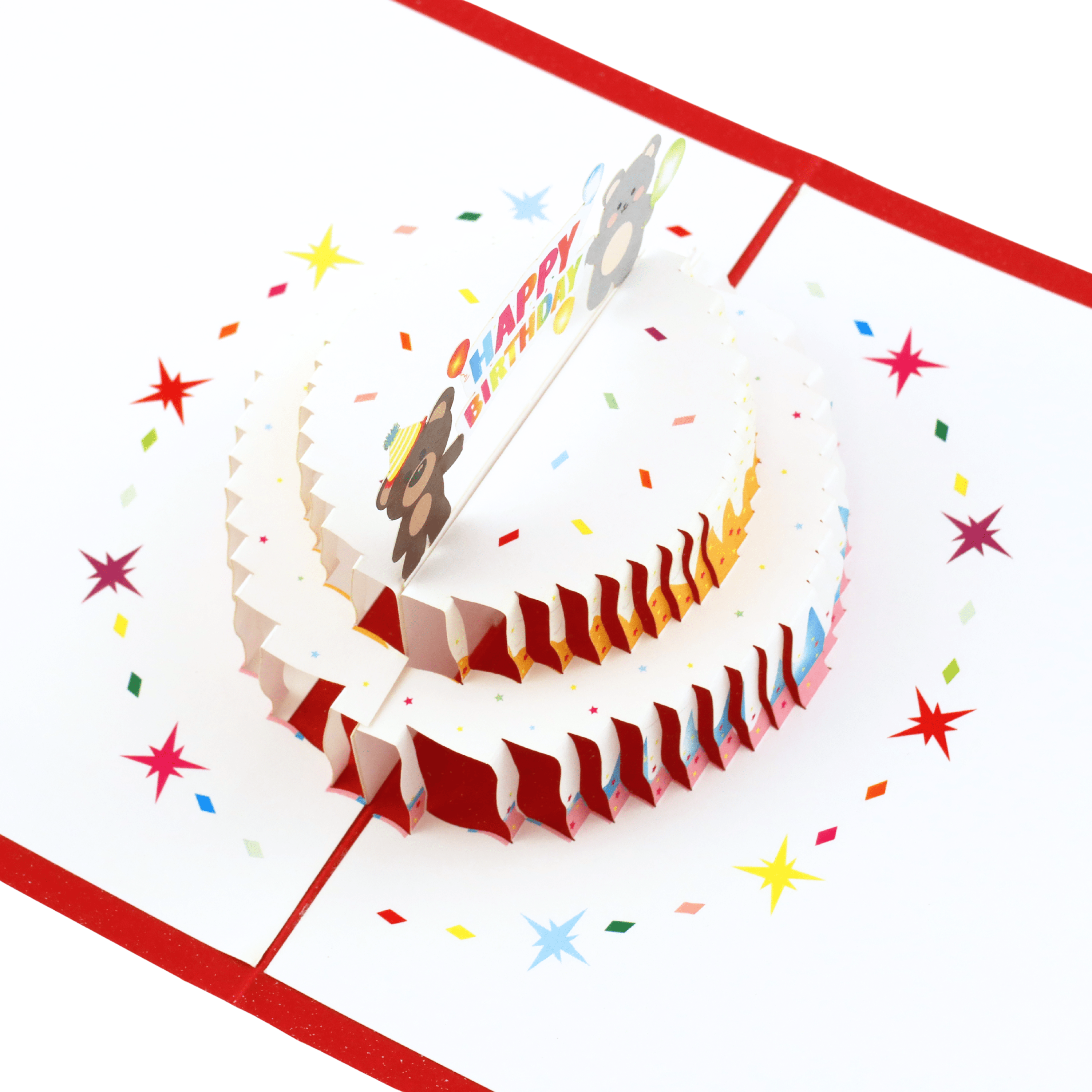 3D Pop - Up Karte Geburtstagstorte mit Bären - DORAFIORA