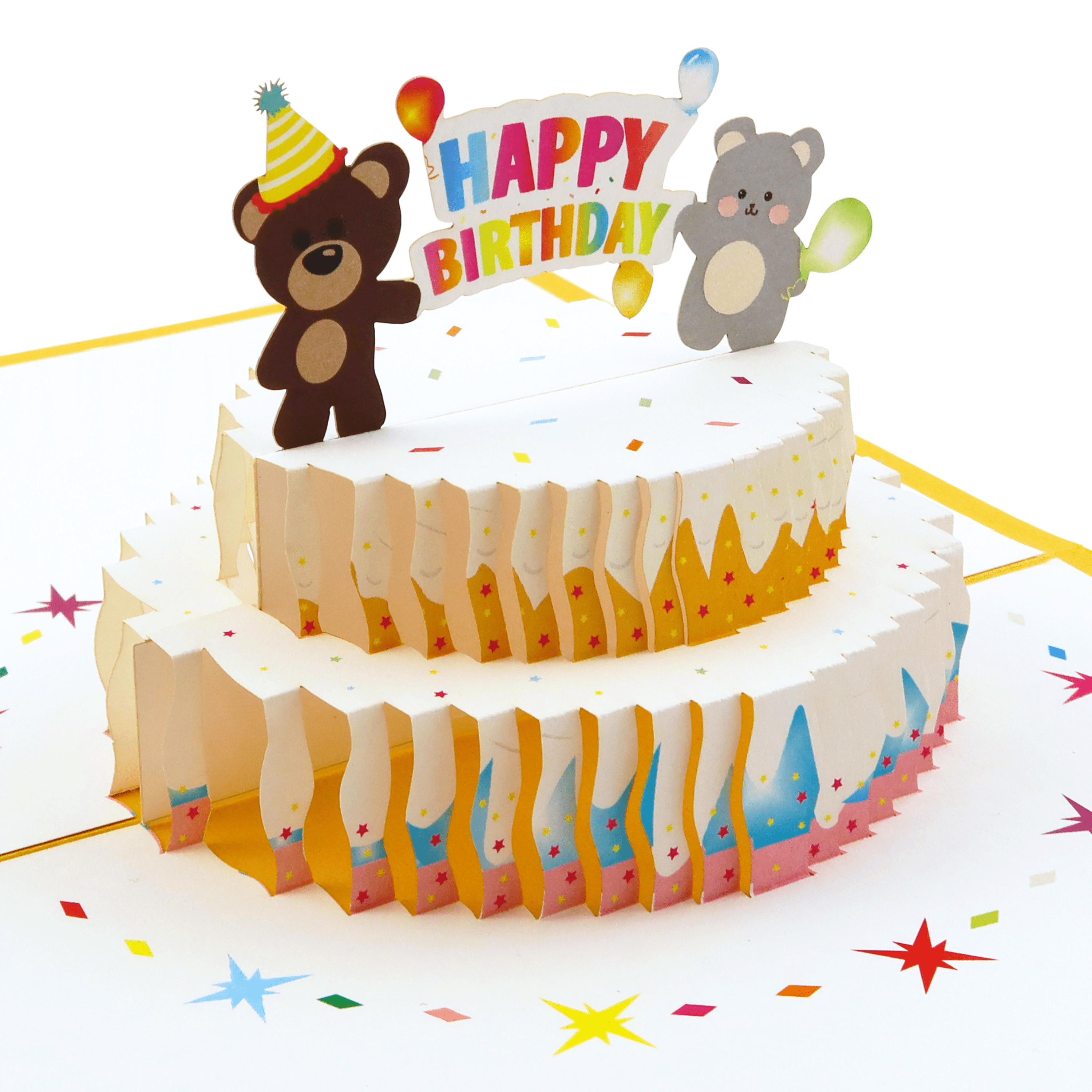3D Pop - Up Karte Geburtstagstorte mit Bären - DORAFIORA