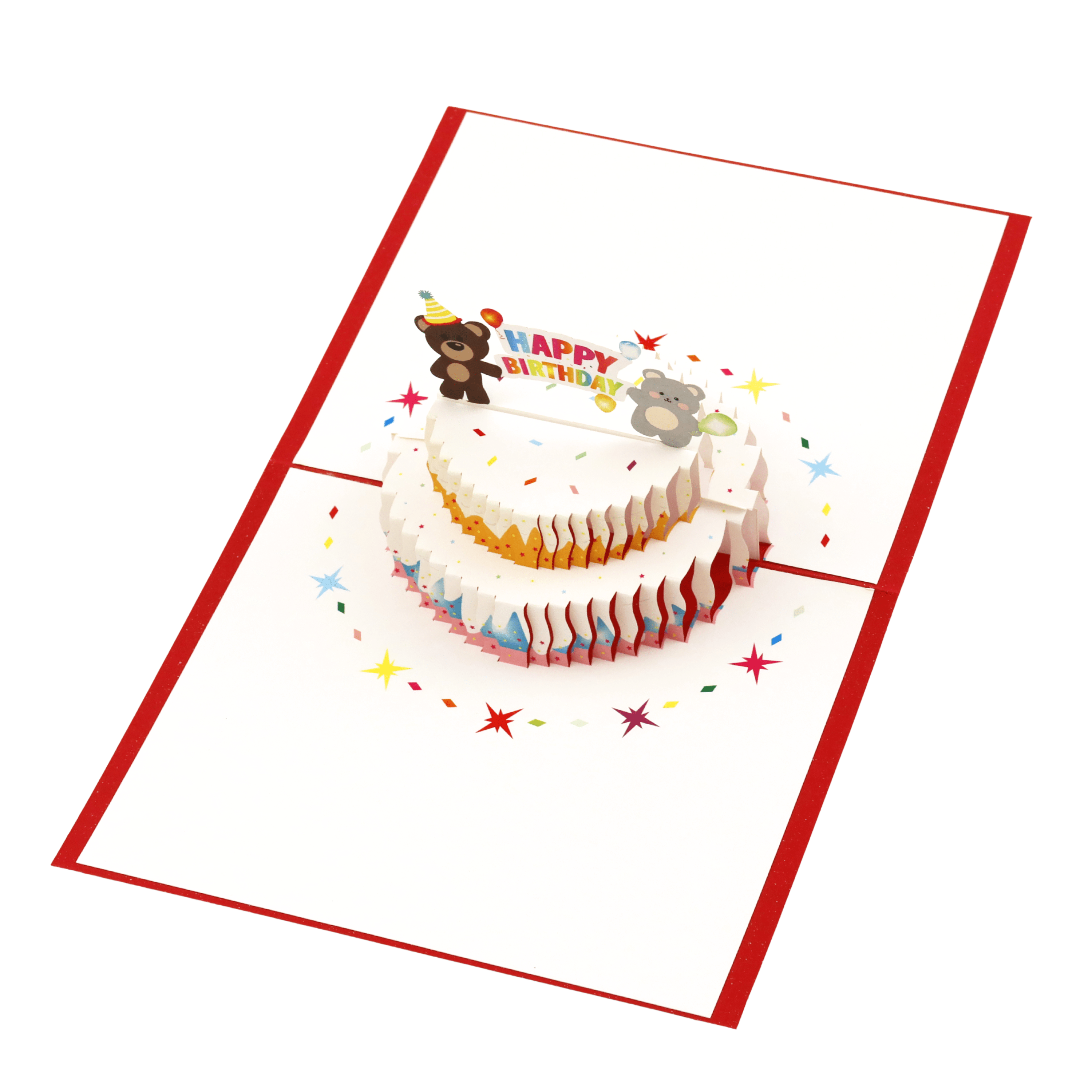 3D Pop - Up Karte Geburtstagstorte mit Bären - DORAFIORA