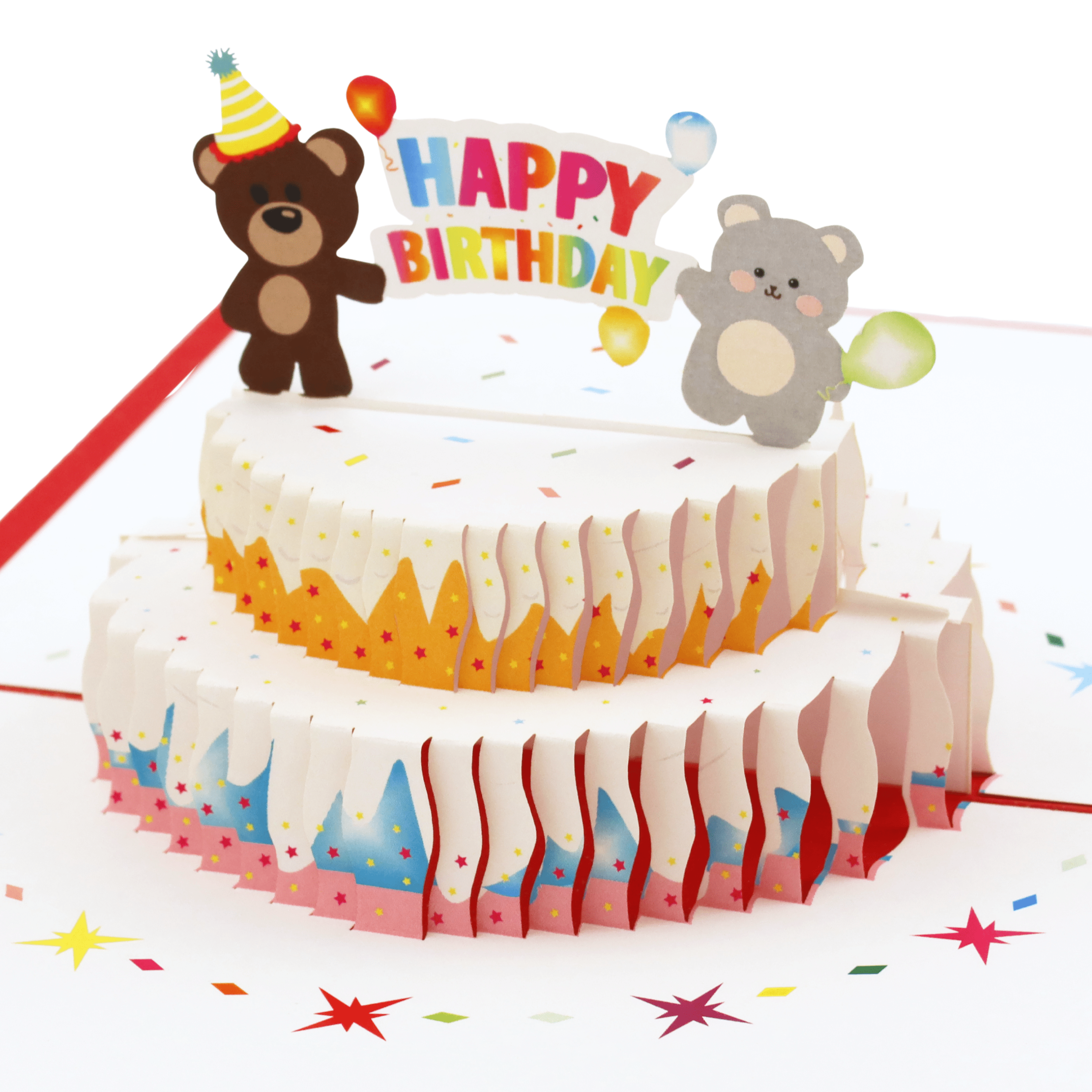 3D Pop - Up Karte Geburtstagstorte mit Bären - DORAFIORA