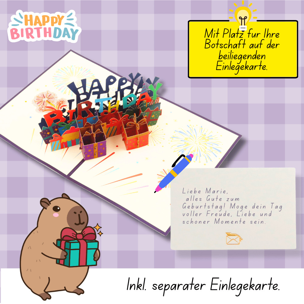 3D Pop - Up Karte Happy Birthday - DORAFIORA