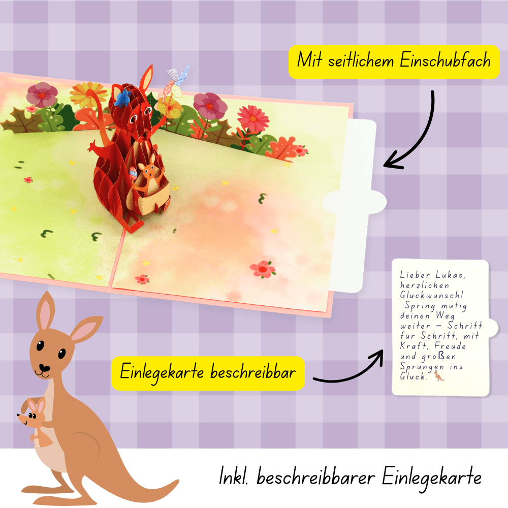 3D Pop - Up Karte Känguru - DORAFIORA