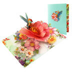 3D Pop-Up Karte Kolibri & Blumen - DORAFIORA