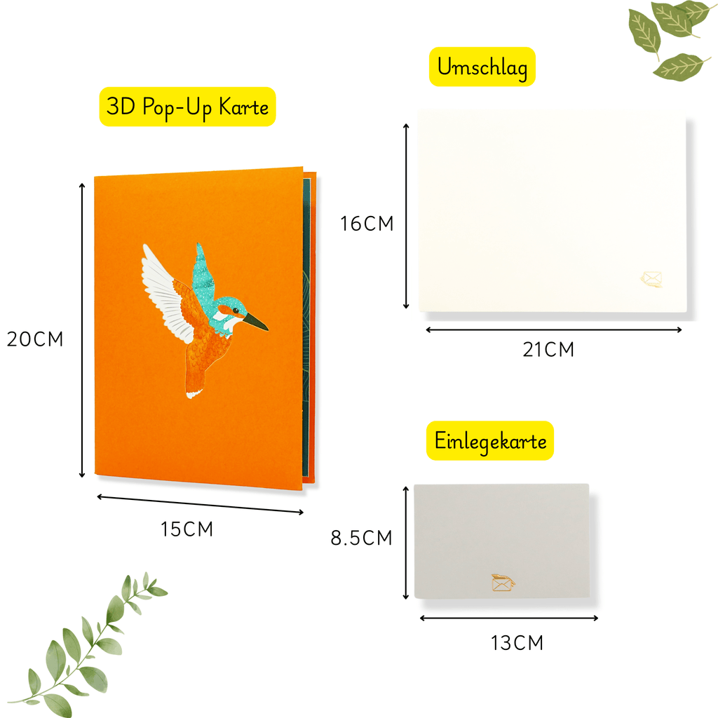 3D Pop-Up Karte Kolibri & Blumen - DORAFIORA