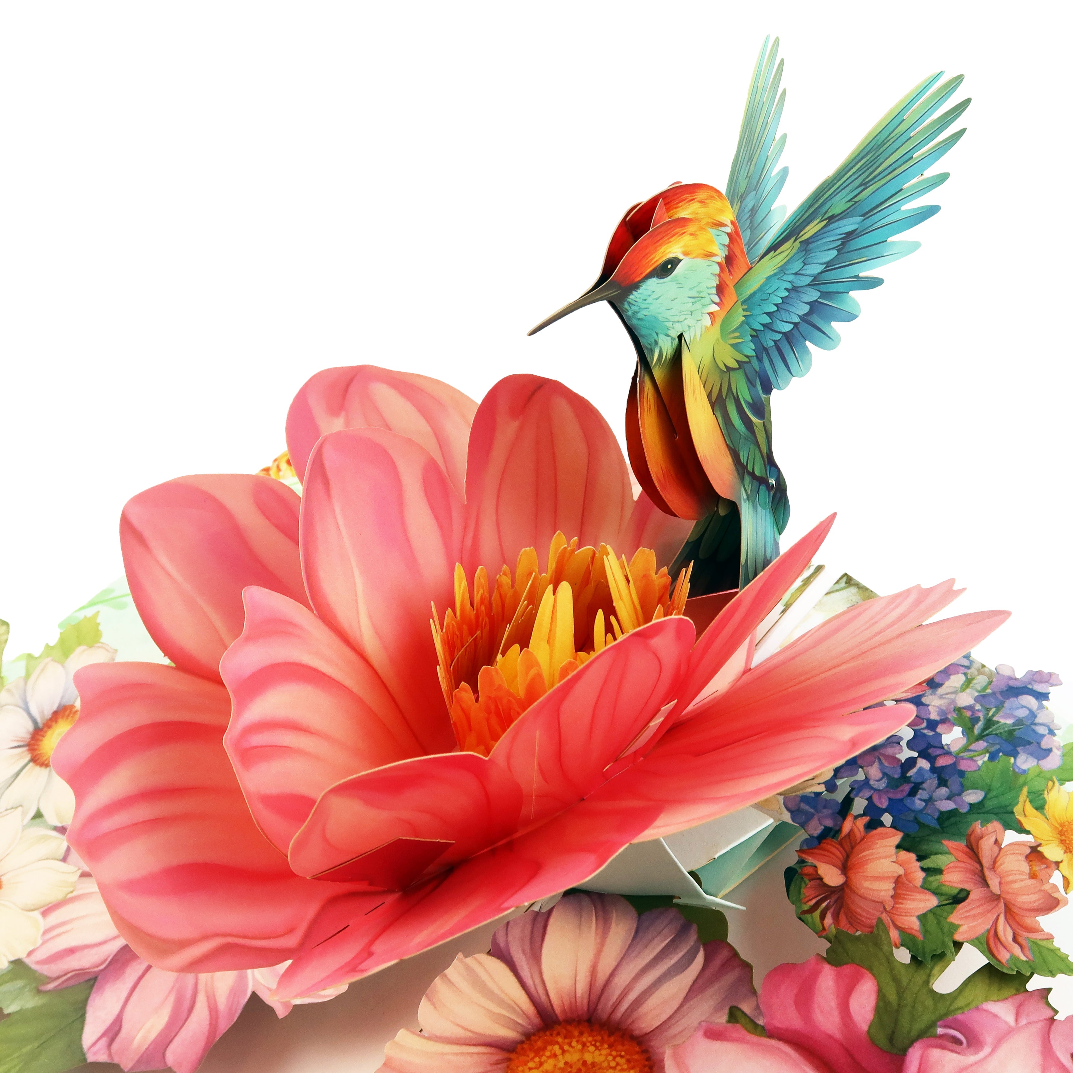 3D Pop - Up Karte Kolibri und Blumen - DORAFIORA