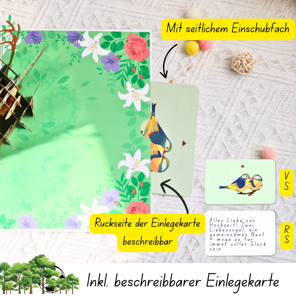 3D Pop - Up Karte Vögel - DORAFIORA