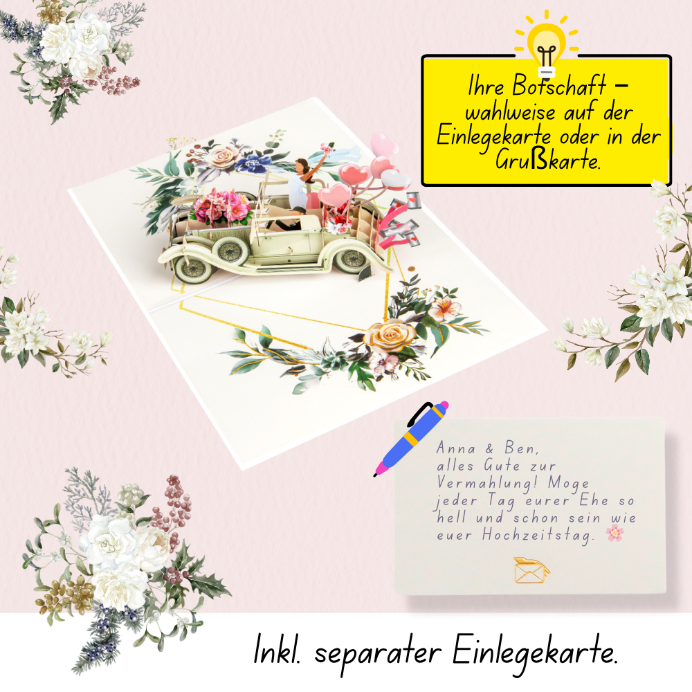 3D Pop-Up Karte Hochzeit