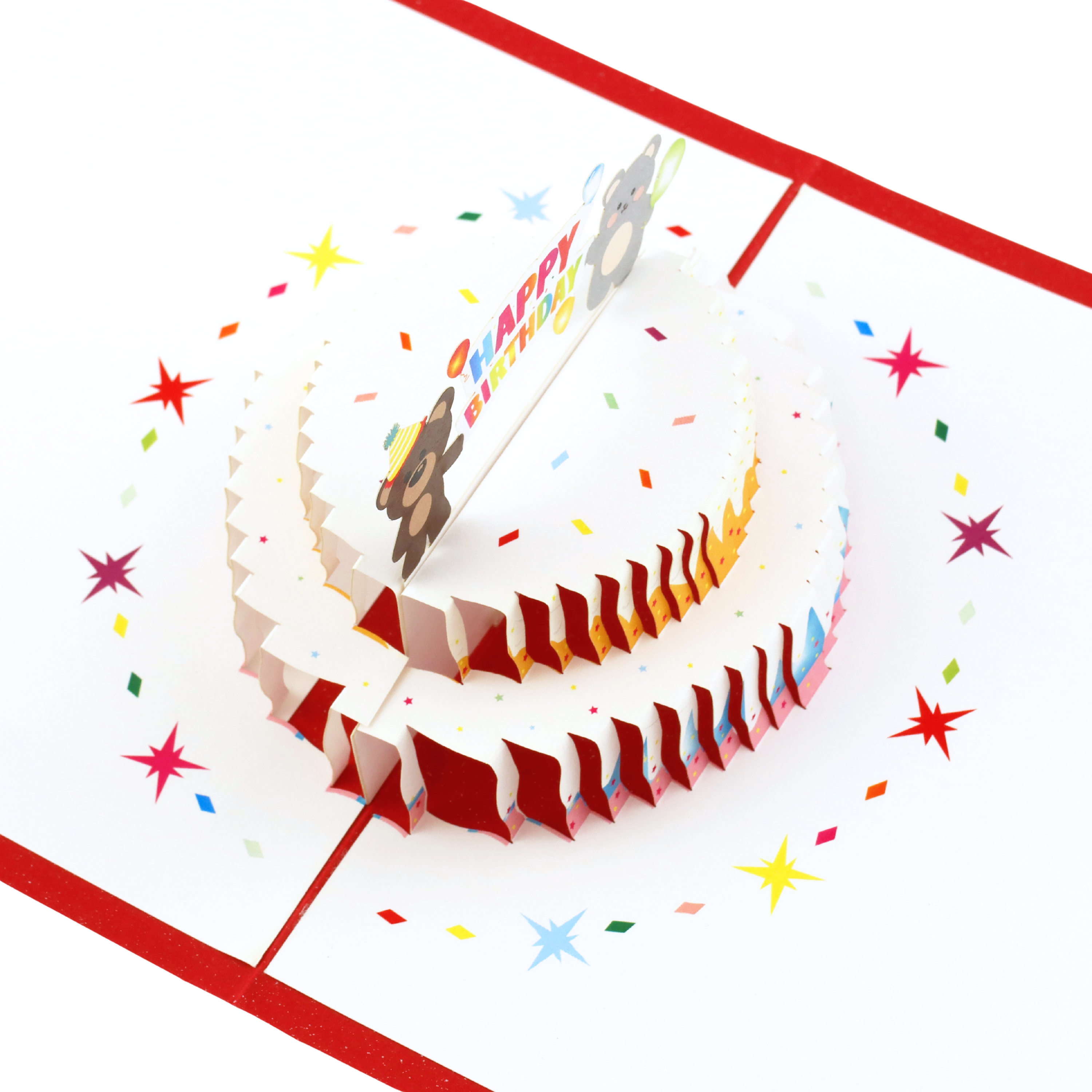 3D Pop-Up Karte Geburtstagstorte mit Bären