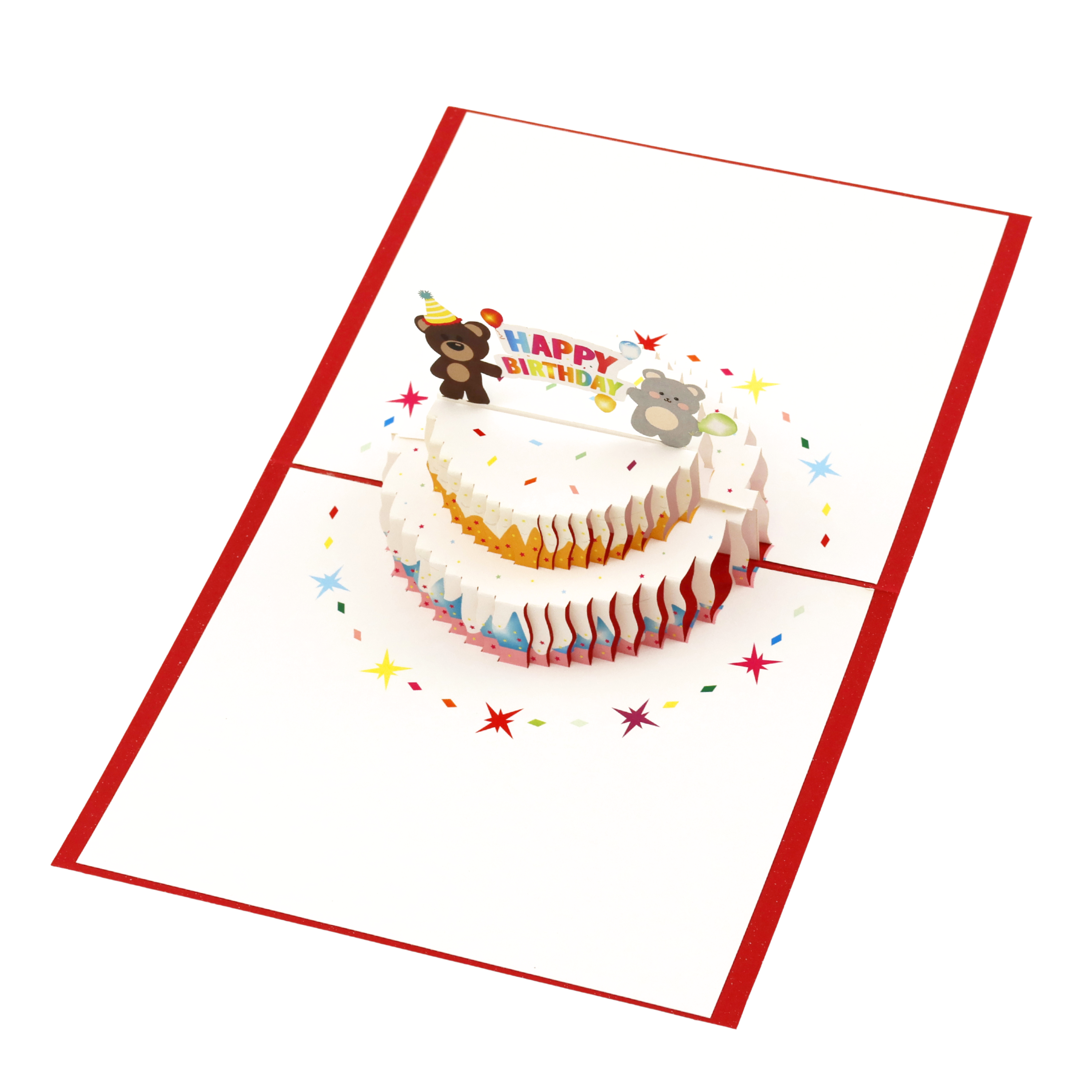 3D Pop-Up Karte Geburtstagstorte mit Bären