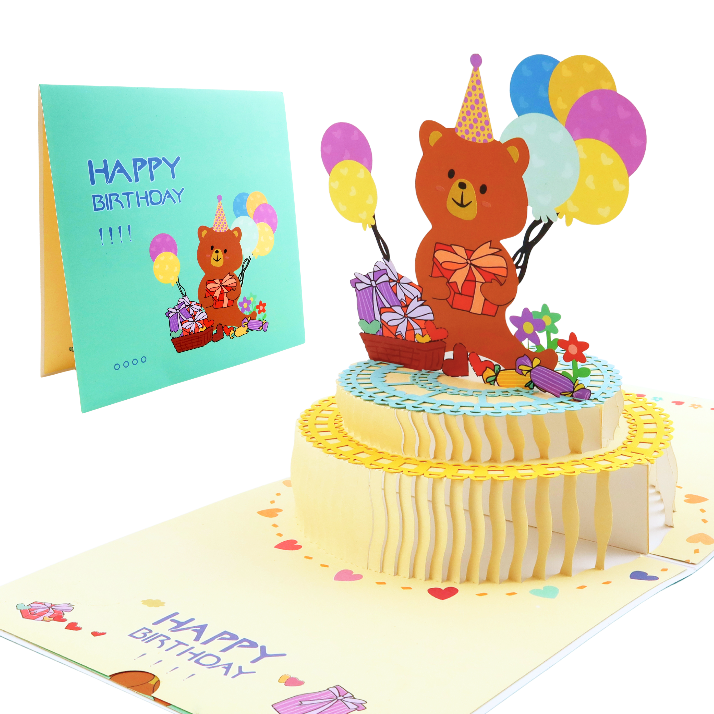 3D Pop-Up Geburtstagskarte Teddybär
