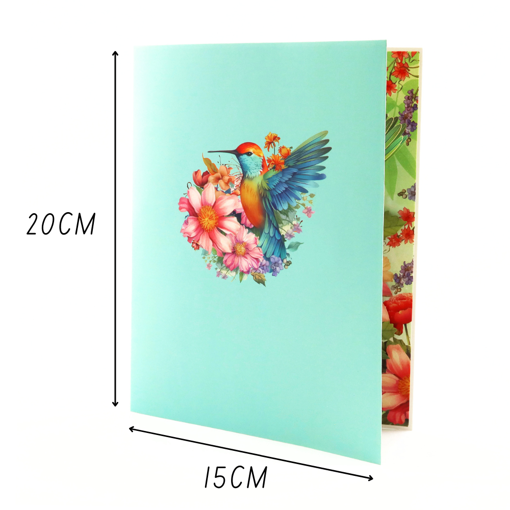 3D Pop-Up Karte Kolibri und Blumen