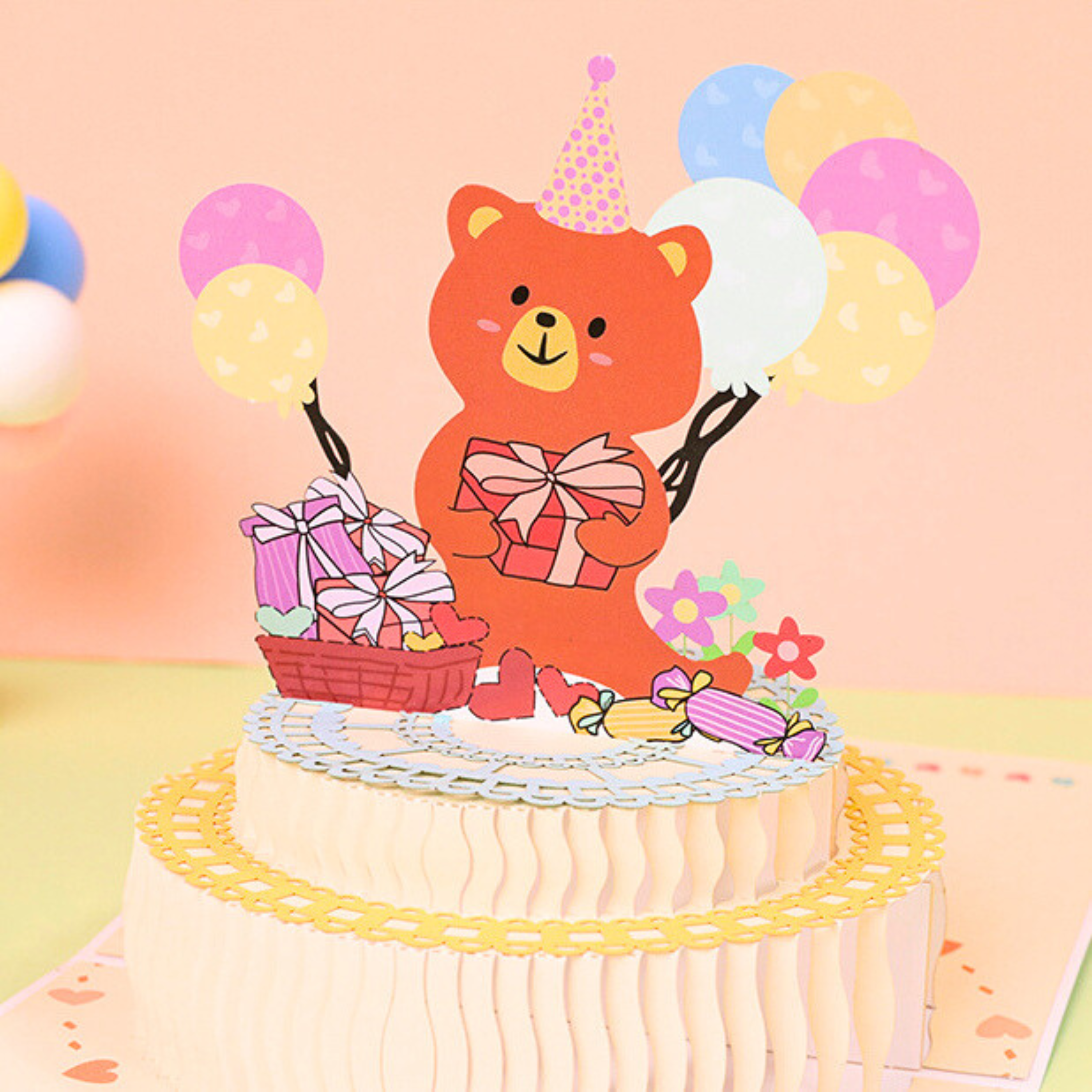 3D Pop-Up Geburtstagskarte Teddybär