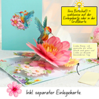 3D Pop-Up Karte Kolibri und Blumen