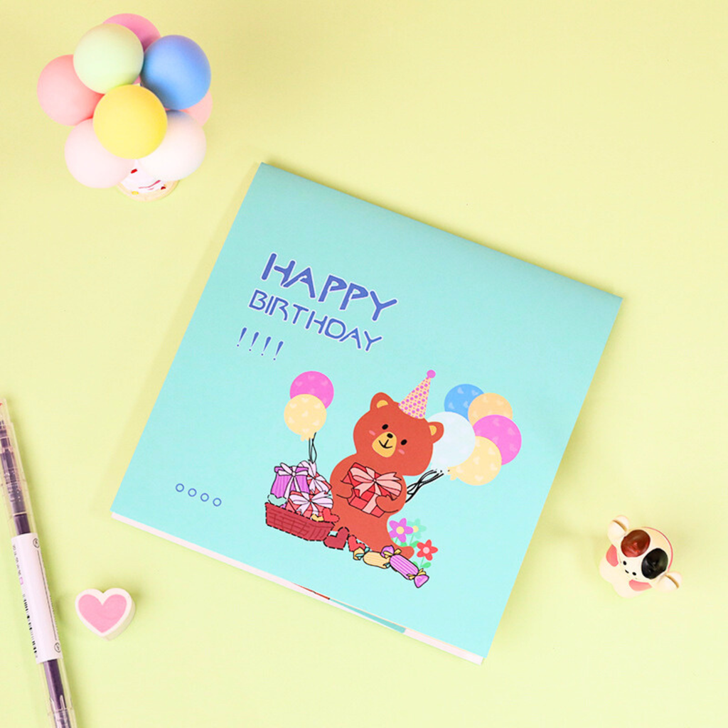 3D Pop-Up Geburtstagskarte Teddybär